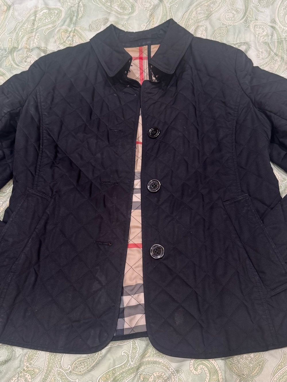 Burberry London Black Diamond Quilted Jacket – Size 42 / US M 8–10